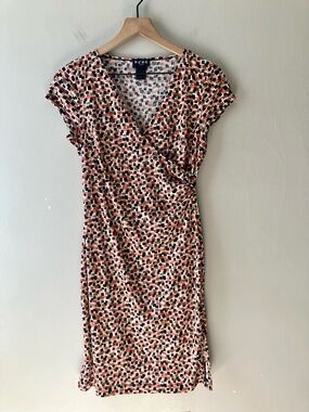 BCBG PARIS Abstract Geometric Faux Wrap Dress